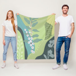 Witte bessen Gemengde Groenen Kleurblokken Modern Fleece Deken