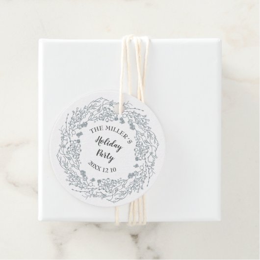 Witte bessen winterkrans bedankjes labels (In situ)