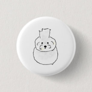 Witte Bichon Frise Hond Ronde Button 3,2 Cm