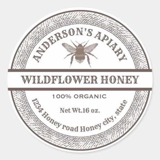  witte bijen bijenhoningpot label (Voorkant)