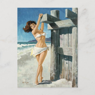 Witte bikini op het strand briefkaart