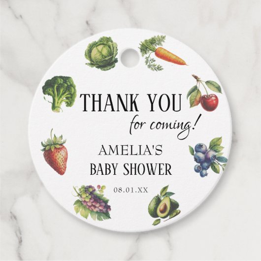 Witte biologische tuin Baby shower Dank u Bedankjes Labels (Voorkant)