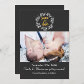 Witte bladeren Botanische spiegel BEWAREN DE DATUM Kaart (Voorkant / Achterkant)