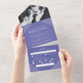 witte bladeren fotomaaltijd RSVP bruiloft All In One Uitnodiging (Afscheurbaar)