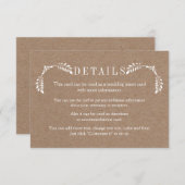 Witte bladeren karton trouwdetails insert kaart (Voorkant / Achterkant)