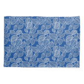 Witte bladeren op de blauwe klooster kussensloop (Achterkant-Links)