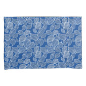 Witte bladeren op de blauwe klooster kussensloop (Voorkant-Rechts)