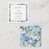 Witte Blauwe Bloemen Minimaal Bruidsdouche Informatiekaartje (Voorkant / Achterkant)