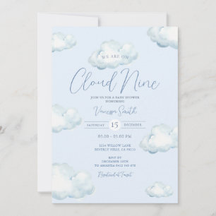Witte Blauwe Cloud Nine Baby Shower Feest Kaart