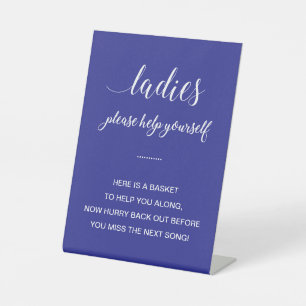Witte blauwe dames Bathroom Band-objecten Weddensc Reclamebord Met Voetstuk