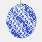 Witte blauwe decoratieve oekraïense strepen keramisch ornament (Links)