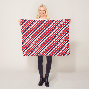 Witte, blauwe en rode strepen fleece deken