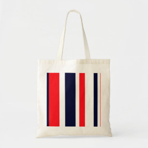 Witte, blauwe en rode strepen tote bag