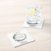 Witte Blauwe Floral Waterverf Elegant Wedding Vierkante Kartonnen Onderzetter (Insitu)