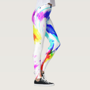 witte blauwe gele groene splash levendige lgbt kle leggings
