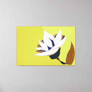 WITTE, BLAUWE, GOUDEN LOTUS CANVAS AFDRUK