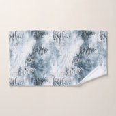 Witte blauwe kerstbomen wintersneeuw bad handdoek (Handdoek)