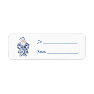 Witte Blauwe Kerstman Kerstmis Etiket