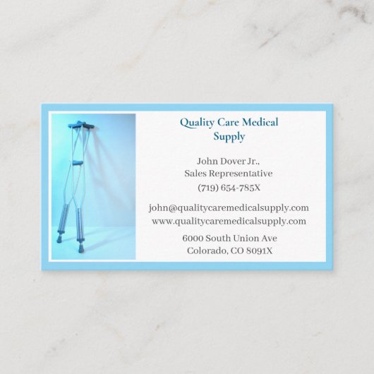 Witte Blauwe Krukken Apparatuur Medische Senior Ca Visitekaartje (Voorkant)