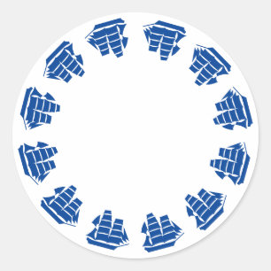 Witte blauwe lijsten blanco zeezijde ronde sticker