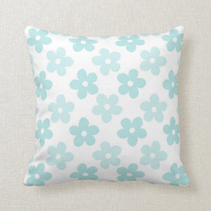 Witte Blauwe Madeliefjes Bloemen Retro Patroon Kussen