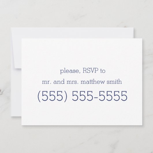 Witte Blauwe Moderne Trouw Rehearsal Uitnodigingen (Achterkant)