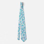 Witte blauwe, naadloze bronbloementypatronen stropdas (Achterkant)