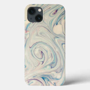 Witte blauwe roze moderne, Abstracte, vloeiende ku iPhone 13 Hoesje