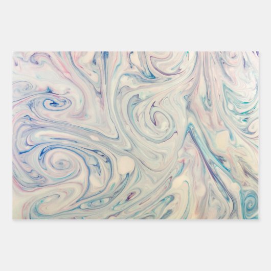Witte blauwe roze moderne, Abstracte, vloeiende ku Inpakpapier Vel (Voorkant)