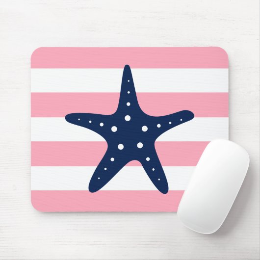 Witte blauwe roze stroop Starfish Muismat (Met muis)