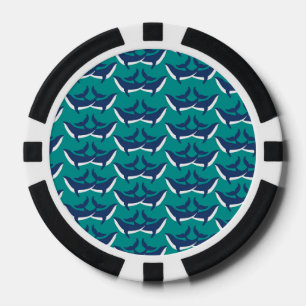 Witte Blauwe Walvissen Zee Dier Groen Oceaan Marie Poker Chips