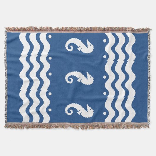 WITTE BLAUWE ZEE HORSE kustbewoners Deken (Voorkant)