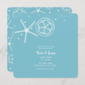 Witte & Blauwgroen zeesterren elegante strand brui Kaart (Voorkant / Achterkant)