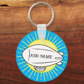Witte Blimp Ballon Custom Sleutelhanger (Voorkant)
