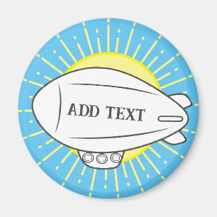 Witte Blimp Ballon in Sunny Sky Custom Magneet