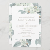 Witte  Bloedbloesems Uitnodiging tot bruiloft (Voorkant / Achterkant)