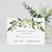 witte bloei | Chique Bloemen Bruiloft Reactie RSVP (Staand voorkant)