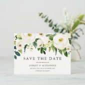 Witte Bloeiende Bloemen Elegant Alle Seizoenen Save The Date (Staand voorkant)
