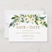 Witte bloeiende bloemen sparen de Datum uitnodigen Save The Date (Voorkant)