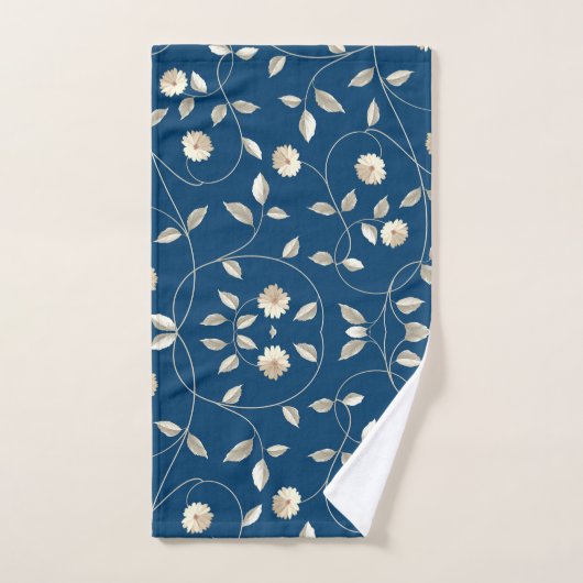 Witte bloeiende bloemretro-stijl bad handdoek (Handdoek)