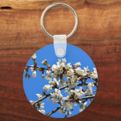 Witte bloeiende lenteboom witte bloesem sleutelhanger (Voorkant)