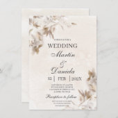 Witte bloem beige spaanse bruiloft uitnodiging (Voorkant / Achterkant)