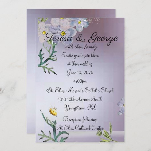 Witte Bloem bruiloft Kaart (Voorkant / Achterkant)