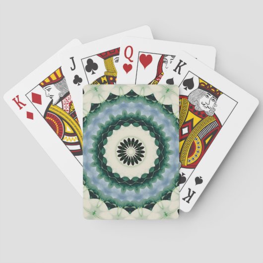 Witte Bloem en Cerulean Blauwe Mandala Pokerkaarten (Achterkant)