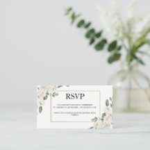 Witte bloem en groen bruiloft RSVP Kaart