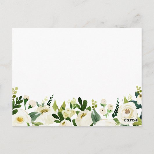 Witte Bloem en Groene Bruiloft Tijd Capsule Kaarte Briefkaart (Achterkant)