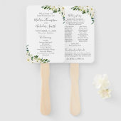 Witte Bloem en Groene Huwelijksprogramma Fans Handwaaier (Voorkant en achterkant)