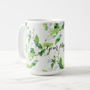 Witte bloem, gevlekt koffiemok