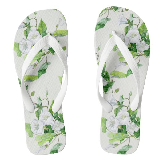 Witte bloem, gevlekt teenslippers (Voetbed)