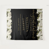 Witte bloem gouden script afstudeerfoto achtergron wandkleed (Voorkant (horizontaal))